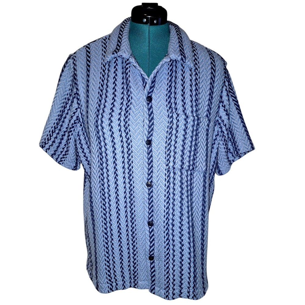 Gap Woven Heavyweight Men's Large Button Up Blanket Shirt in Blue Beach Muscle